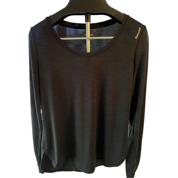 Reebok Women’s Long Sleeve Shirt SZ L Black with Thumbholes - Picture 1 of 4